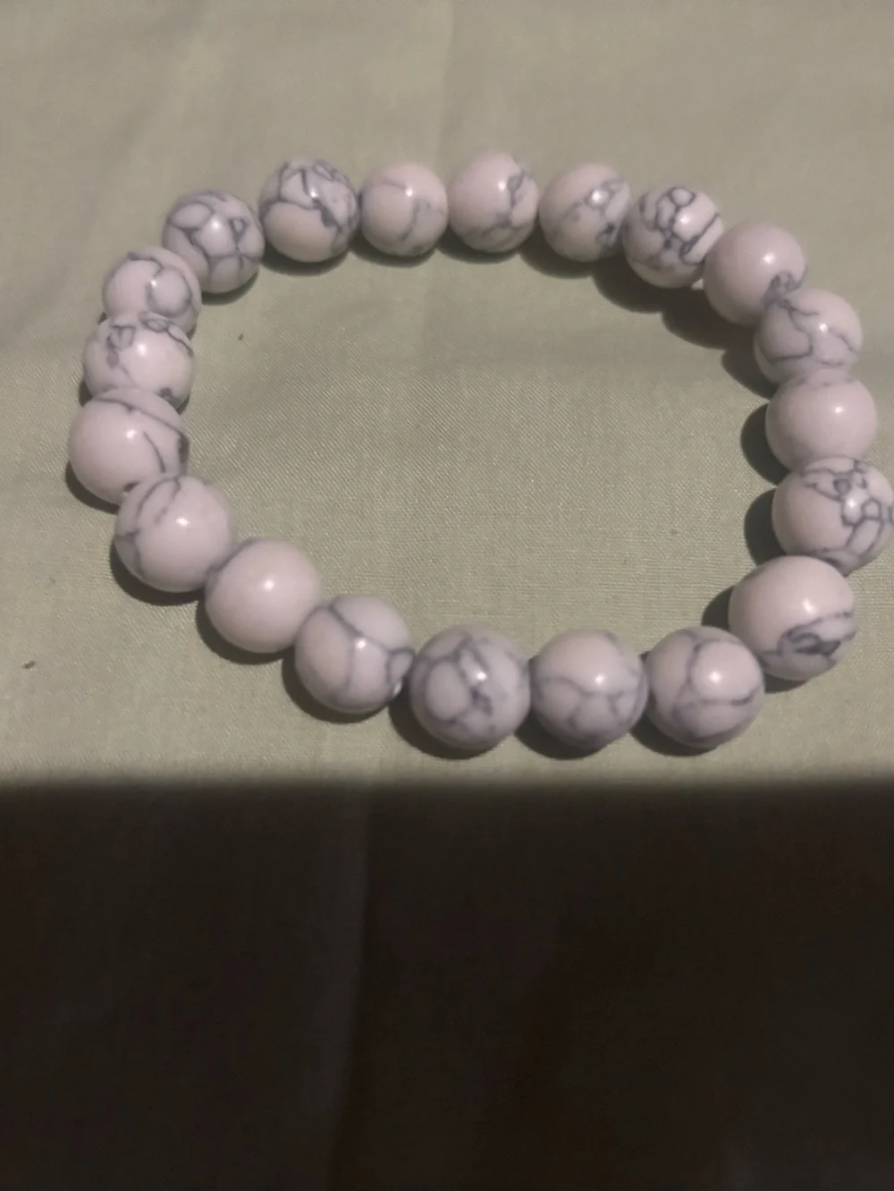 White Marble Beaded Stretch Bracelet